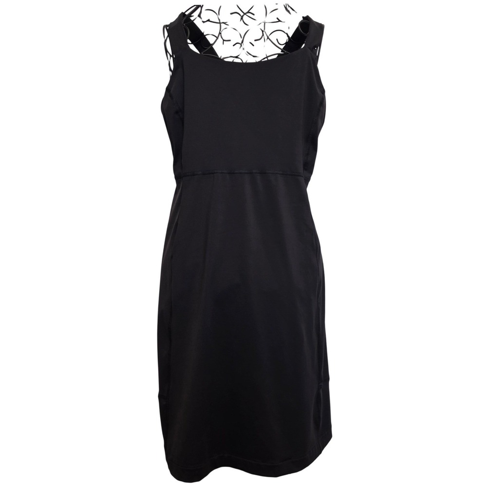Lands' End Black Tonal Cross Back Active Dress Built-in Bra Medium 10-12